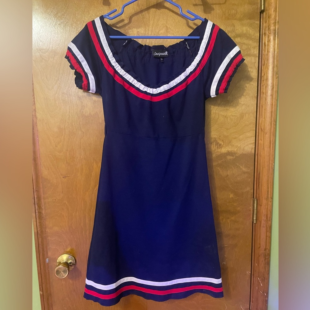 Sourpuss navy style vintage dress sz S